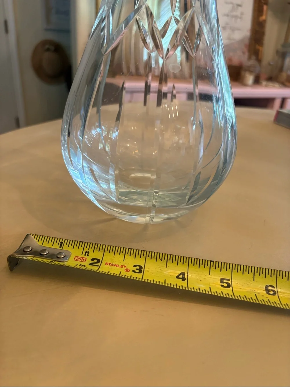 Clear Glass Carafe with Diamond-Cut Accent